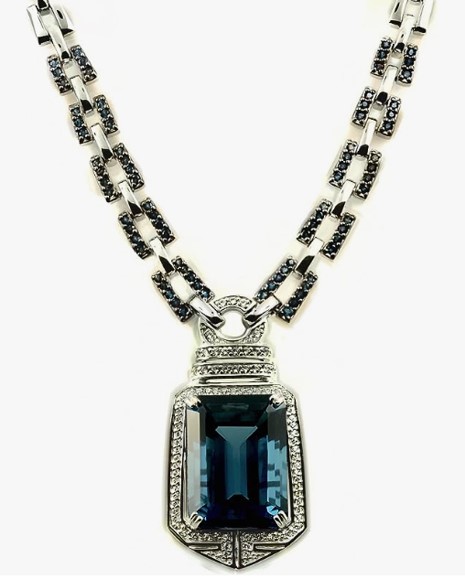 Birthstone Necklace December London Blue Topaz Sterling Silver Pendant Necklace for Women