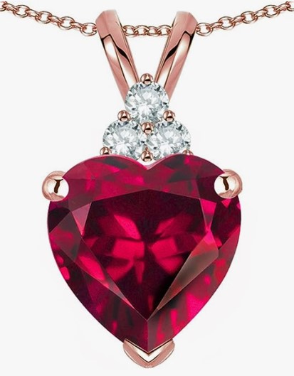 Birthstone Necklace July Ruby 14K White Gold Pendant Necklace for Women