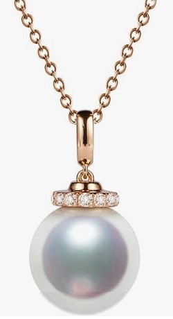 Birthstone Necklace June 18K Rose Gold Pearl Pendant Necklace for Women