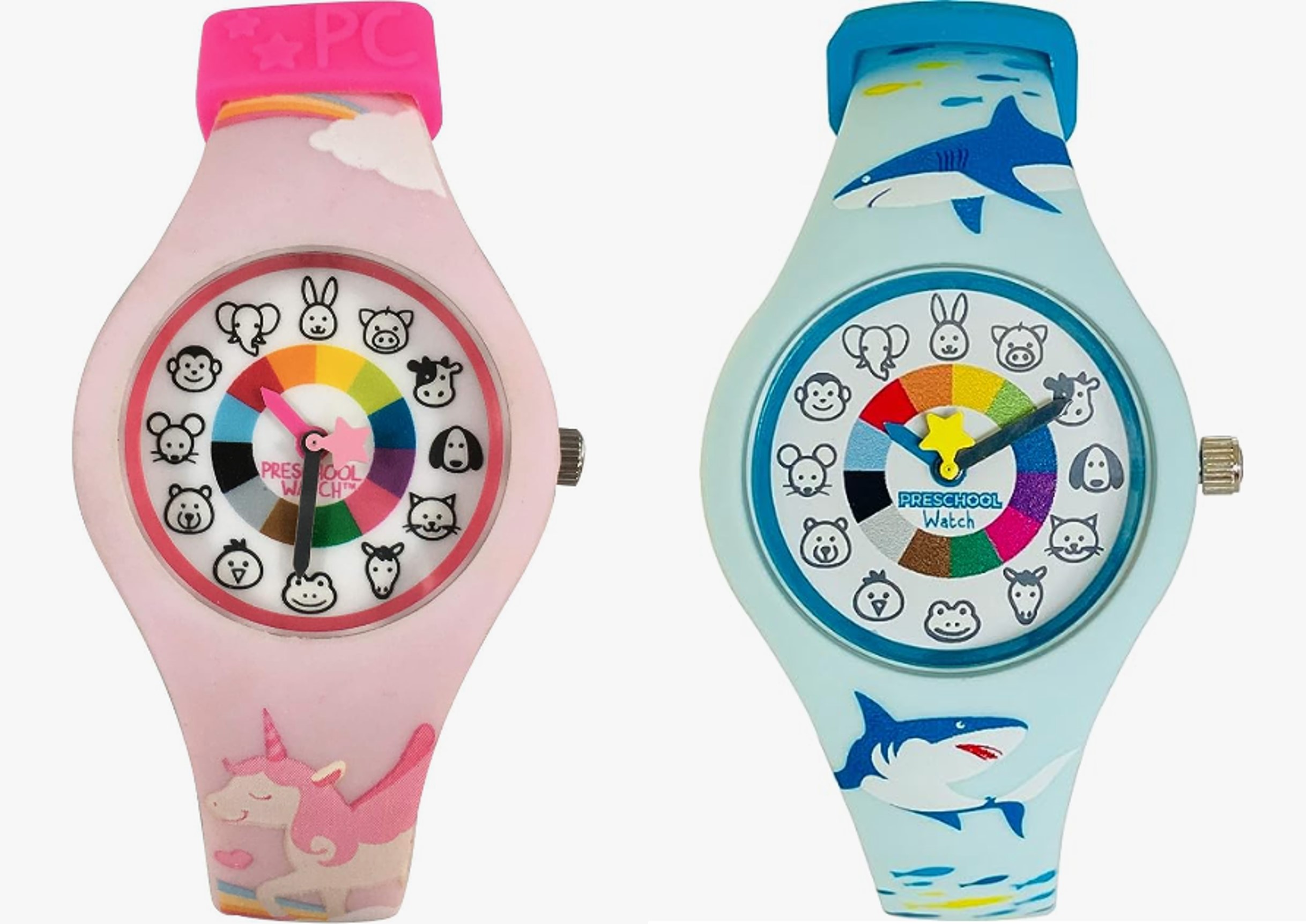 Preschool First Time Teacher Watch with Animals & Colors for Toddlers, Preschoolers & Kids W/ Hypoallergenic Silicone Sand, Glow-in-The-Dark Animals & Shock Resistant Movement