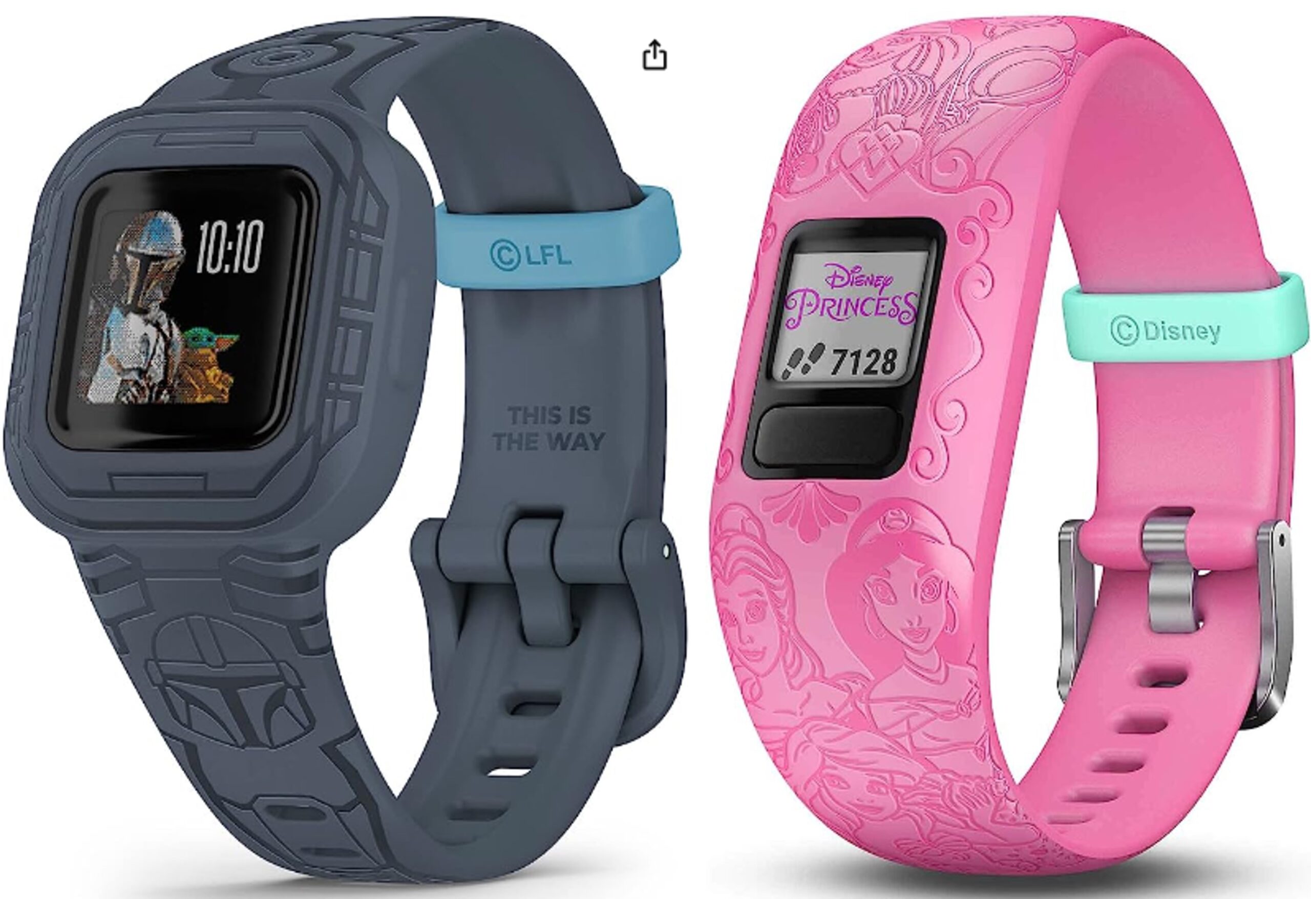 Garmin vívofit® jr. 3 Kids Fitness Tracker, The Mandalorian™ & Disney Princess, 1 Year Battery Life, Swim-Friendly Watches